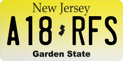 NJ license plate A18RFS