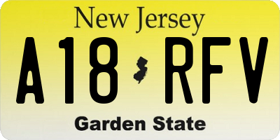 NJ license plate A18RFV
