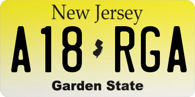 NJ license plate A18RGA
