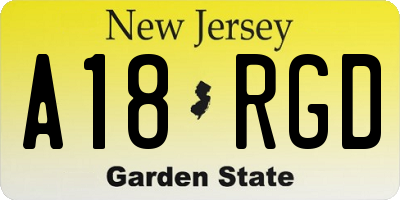 NJ license plate A18RGD