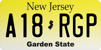 NJ license plate A18RGP