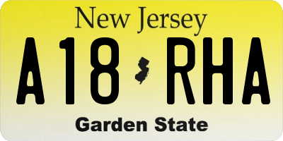 NJ license plate A18RHA