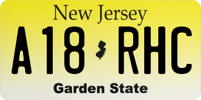 NJ license plate A18RHC