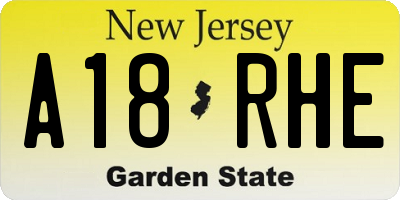 NJ license plate A18RHE