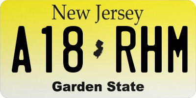 NJ license plate A18RHM