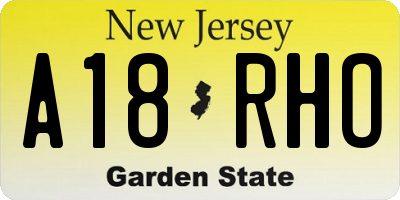NJ license plate A18RHO