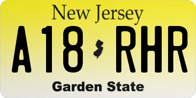 NJ license plate A18RHR