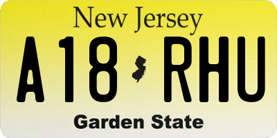 NJ license plate A18RHU