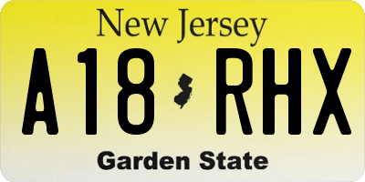 NJ license plate A18RHX