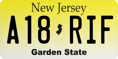 NJ license plate A18RIF