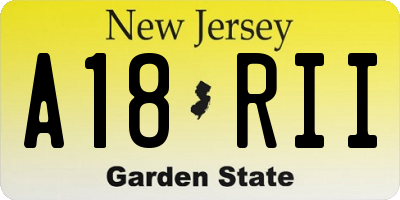 NJ license plate A18RII