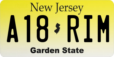 NJ license plate A18RIM