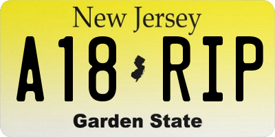 NJ license plate A18RIP