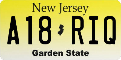 NJ license plate A18RIQ