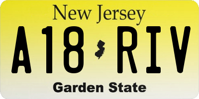 NJ license plate A18RIV