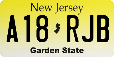 NJ license plate A18RJB