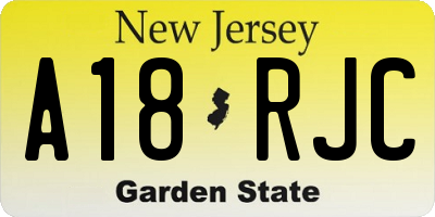 NJ license plate A18RJC