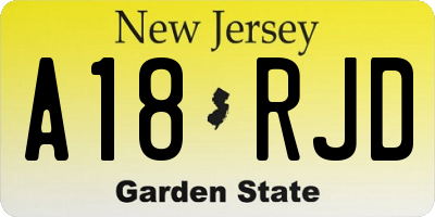 NJ license plate A18RJD