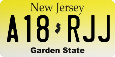 NJ license plate A18RJJ