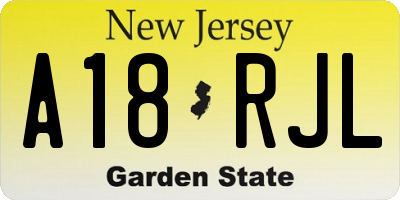 NJ license plate A18RJL