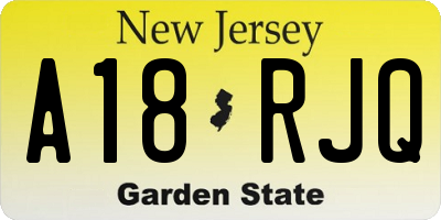 NJ license plate A18RJQ