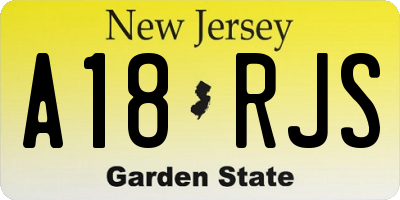 NJ license plate A18RJS