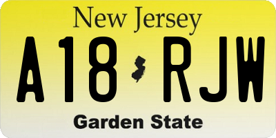 NJ license plate A18RJW