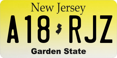 NJ license plate A18RJZ