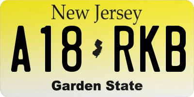 NJ license plate A18RKB