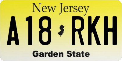 NJ license plate A18RKH