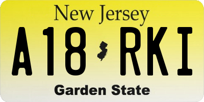 NJ license plate A18RKI