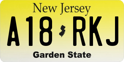 NJ license plate A18RKJ