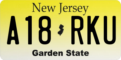 NJ license plate A18RKU