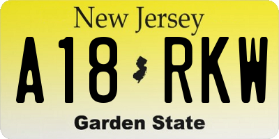 NJ license plate A18RKW