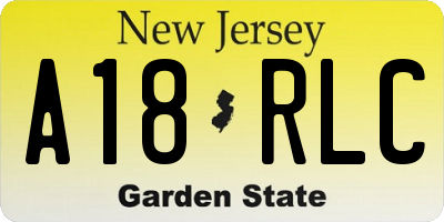 NJ license plate A18RLC