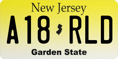 NJ license plate A18RLD