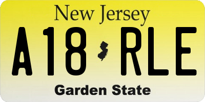 NJ license plate A18RLE