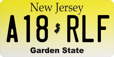 NJ license plate A18RLF
