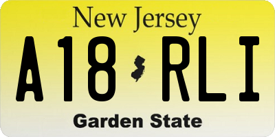 NJ license plate A18RLI