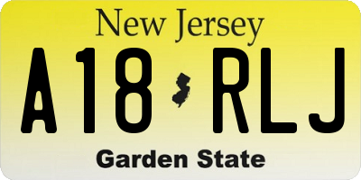 NJ license plate A18RLJ