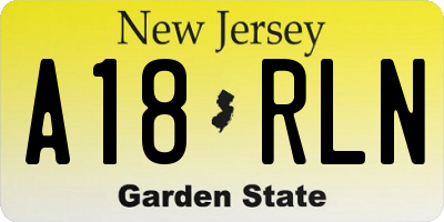 NJ license plate A18RLN