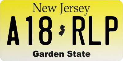 NJ license plate A18RLP