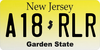 NJ license plate A18RLR