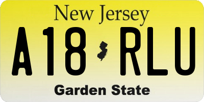 NJ license plate A18RLU
