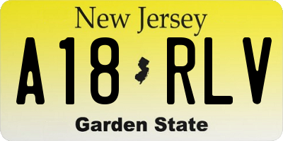 NJ license plate A18RLV