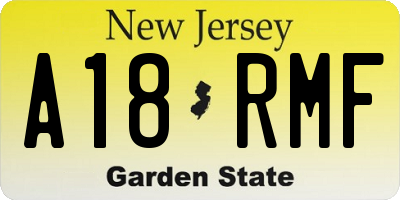 NJ license plate A18RMF