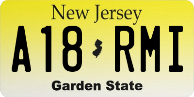 NJ license plate A18RMI