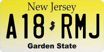 NJ license plate A18RMJ