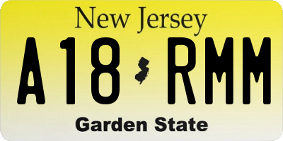 NJ license plate A18RMM