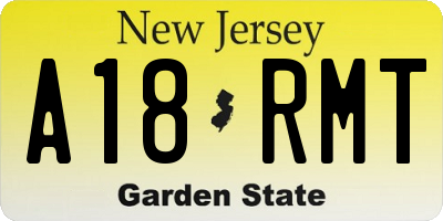 NJ license plate A18RMT